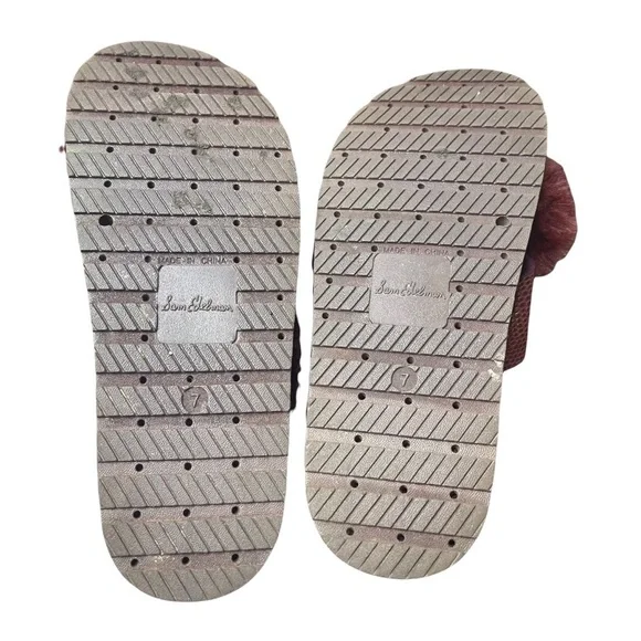 Sam Edelman Bianca Women Leather Vegan Fur Burgundy Leather‎ Platform Sandals - Picture 6 of 6